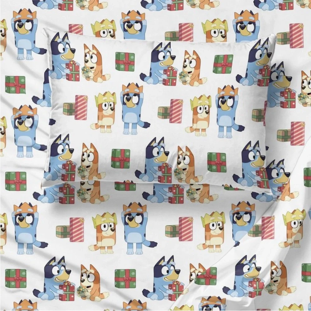 Disney Bluey Christmas Print Twin Size Sheet Set